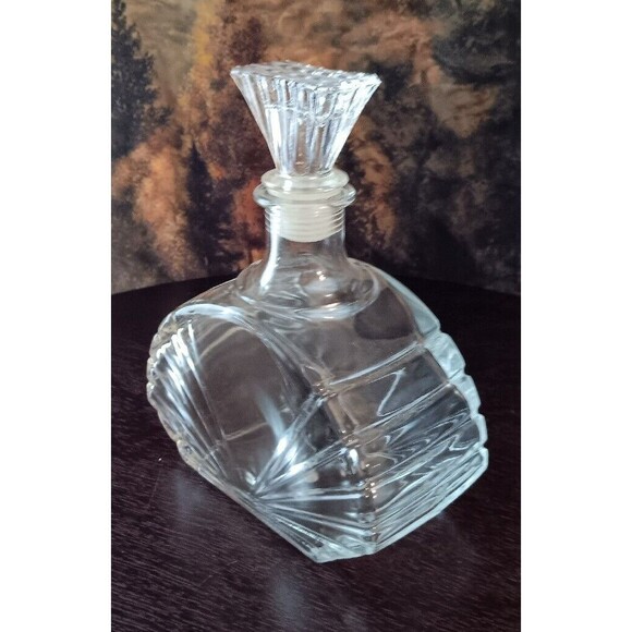 Vintage Art Deco Clear Glass Decanter With Stopper 7 3/4" - Picture 2 of 13
